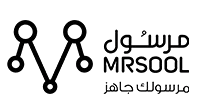 Mrsool logo featuring a simple design with connected dots forming a path, accompanied by the text in Arabic and English.