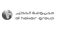 Al Hokair Group logo featuring a metallic globe with text in Arabic and English