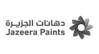 azeera Paints logo with a stylized flower icon next to the text written in Arabic and English.